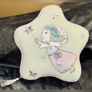 Pisces Star Pillow with Pastel Fairy Illustration